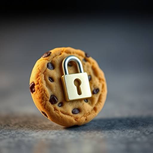 Afbeelding van een cookie met een slot erop, symboliserend cookiebeleid en privacy.